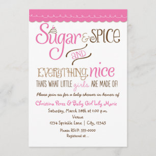 Sugar & Spice Typography Baby Shower Invitation