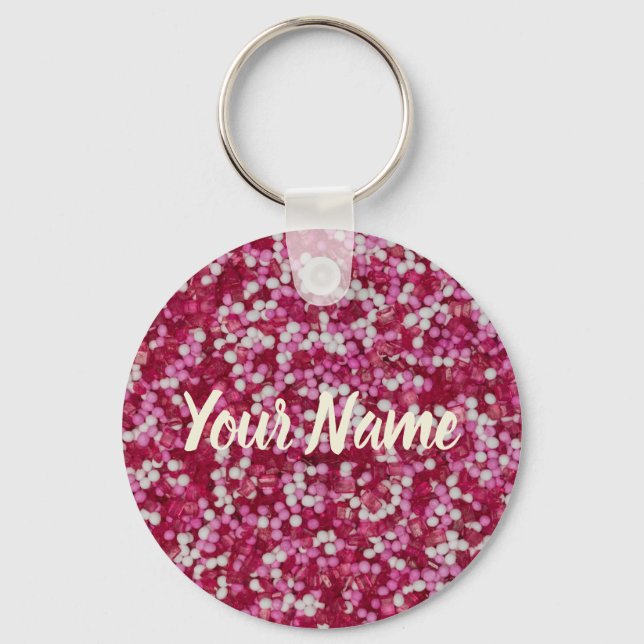 Sugar sprinkles colourful baking crystals gift key ring (Front)