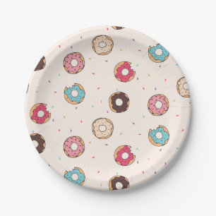 Sugar Sweet Donut Pattern Paper Plate
