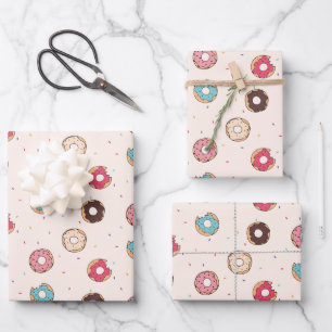 Sugar Sweet Donut Pattern Wrapping Paper Sheet