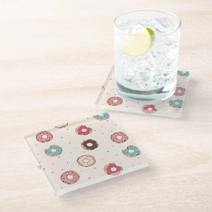 Sugar Sweet Doughnut Pattern Glass Coaster