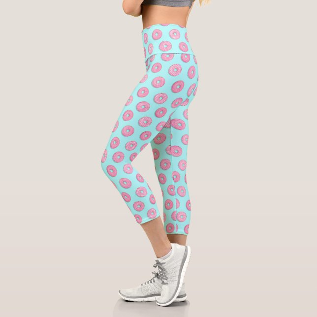 Sugar Sweet Pink Glazed Doughnuts Capri Leggings (Left)