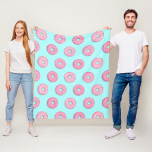 Sugar Sweet Pink Glazed Doughnuts Fleece Blanket