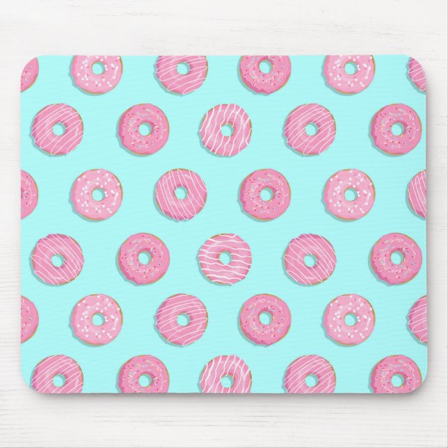 Sugar Sweet Pink Glazed Doughnuts Mouse Mat (Front)