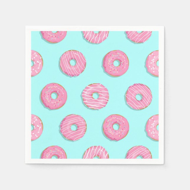 Sugar Sweet Pink Glazed Doughnuts Napkin (Front)