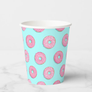 Sugar Sweet Pink Glazed Doughnuts Paper Cups