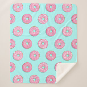 Sugar Sweet Pink Glazed Doughnuts Sherpa Blanket