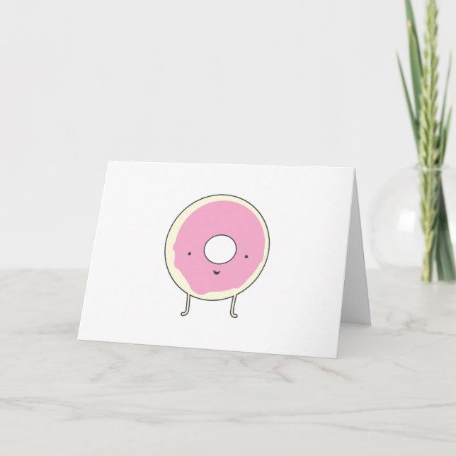 Sugar Table Snack Sweets Dessert Food Pink Donut Thank You Card (Front)