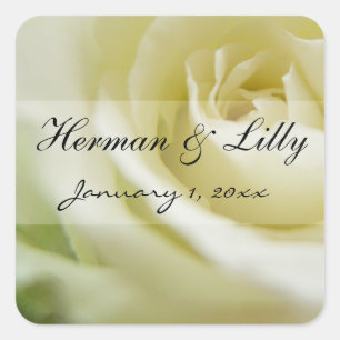 Sugar White Rose Personalised Wedding Square Sticker