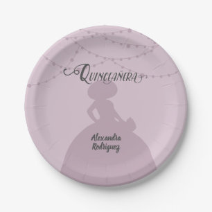 Sugared Plum Purple Charro Silhouette Quinceanera Paper Plate