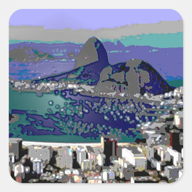SugarLoaf and Guanabara Bay Square Sticker (Front)