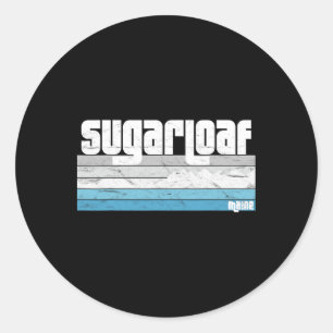 Sugarloaf Maine Me Retro Vacation Skiing Snowboard Classic Round Sticker