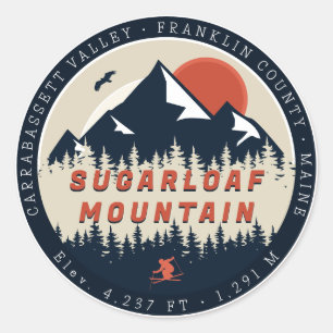 Sugarloaf Maine Mountain Retro Vintage 60s Ski Classic Round Sticker