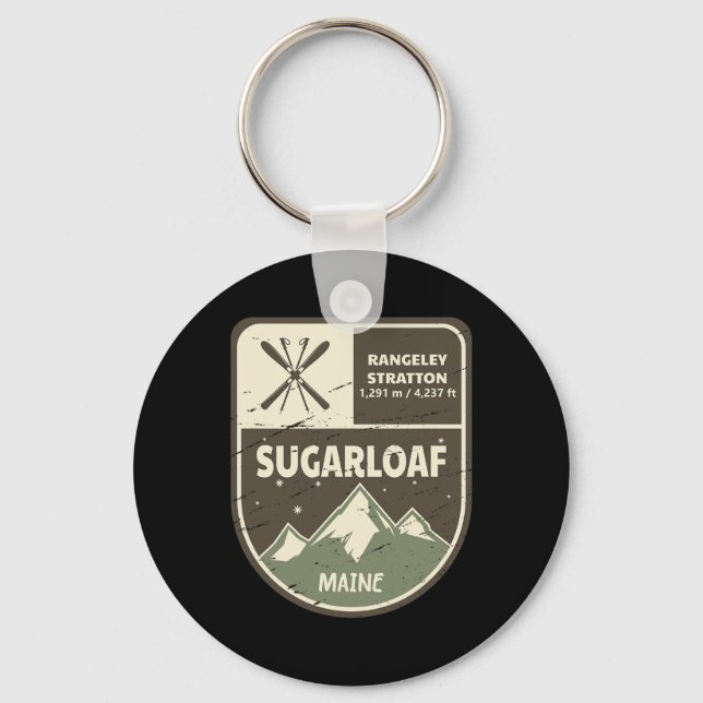 Sugarloaf Maine Skiing Vintage  Key Ring (Front)
