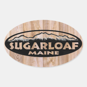 Sugarloaf Maine wooden oval stickers