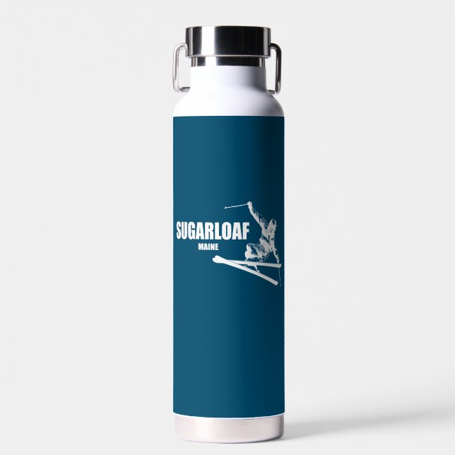 Sugarloaf Mountain Maine Skier Water Bottle (Front)