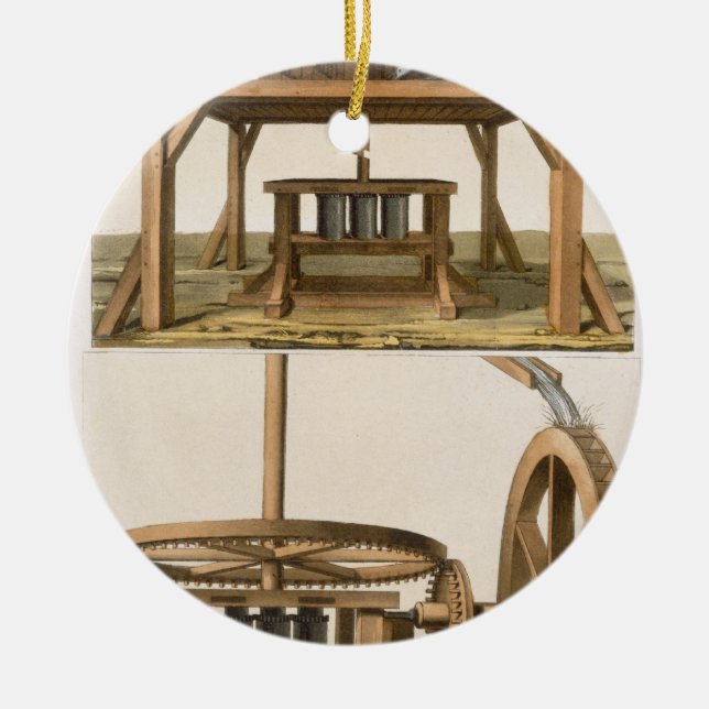 Sugarmills, Antilles (colour engraving) Ceramic Tree Decoration (Front)