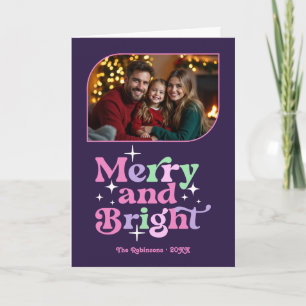 Sugarplum Merry and Bright Retro Christmas Photo Holiday Card