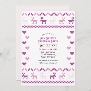 Sugarplum & Snow Knit Ugly Sweater Christmas Party Invitation