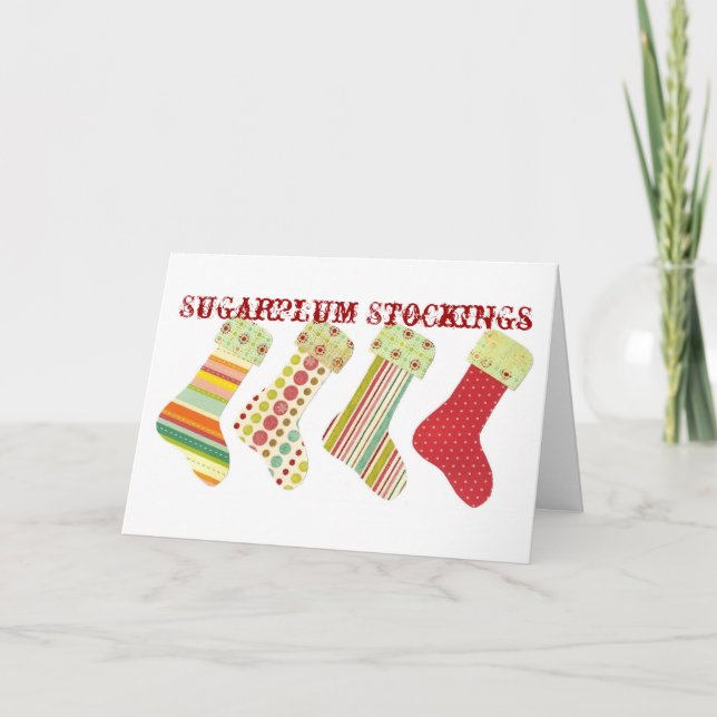 Sugarplum Stockings Holiday Card (Front)