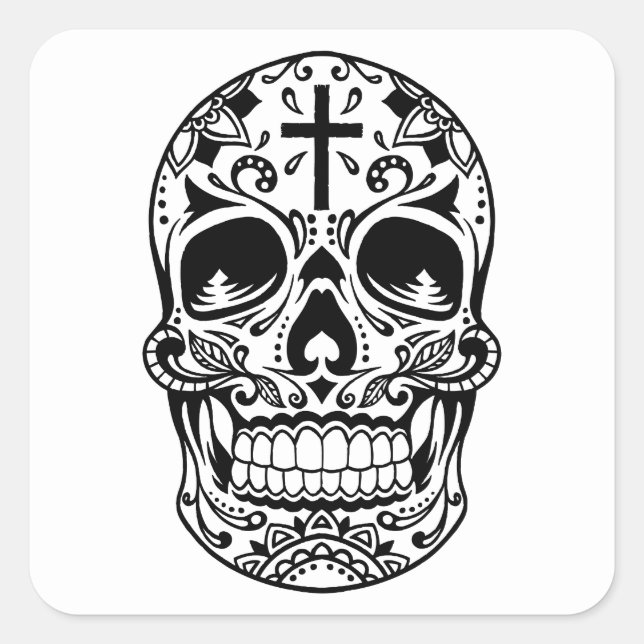 SugarSkull Black-01.png Square Sticker (Front)