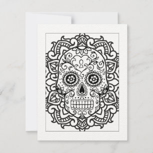 SugarSkull Halloween Color in Postcard