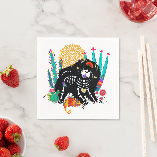 SUGARSKULL NIRVANA chow dog halloween  Napkin (Insitu)