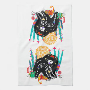 SUGARSKULL NIRVANA chow dog halloween Tea Towel