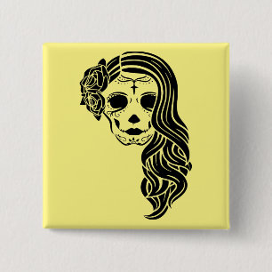 Sugarskull Sugar Skull Day Of The Dead Tattoo 0044 15 Cm Square Badge