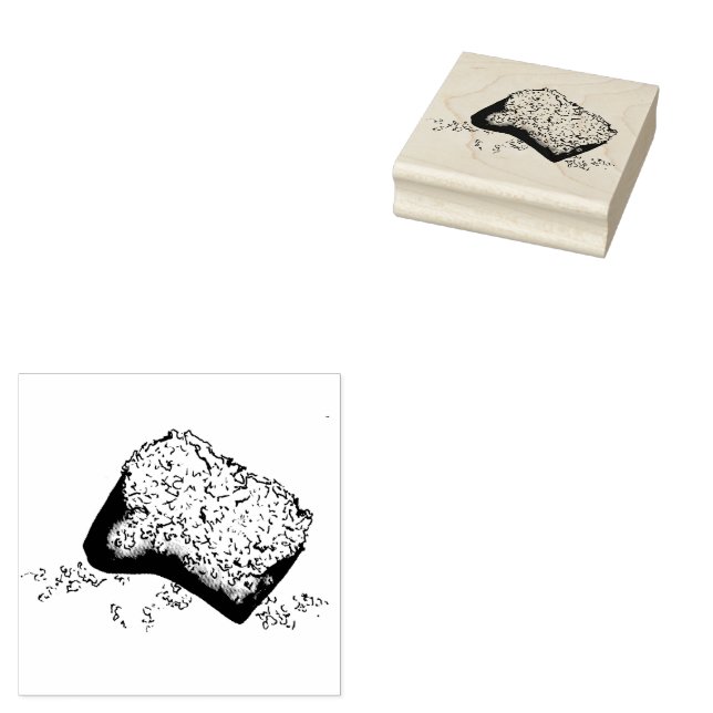 Sugary Beignet Pastry Louisiana French Style Food Rubber Stamp (Stamped)