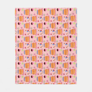 Sugary Delights: Cute Pastry Themed Pattern Fleece Blanket