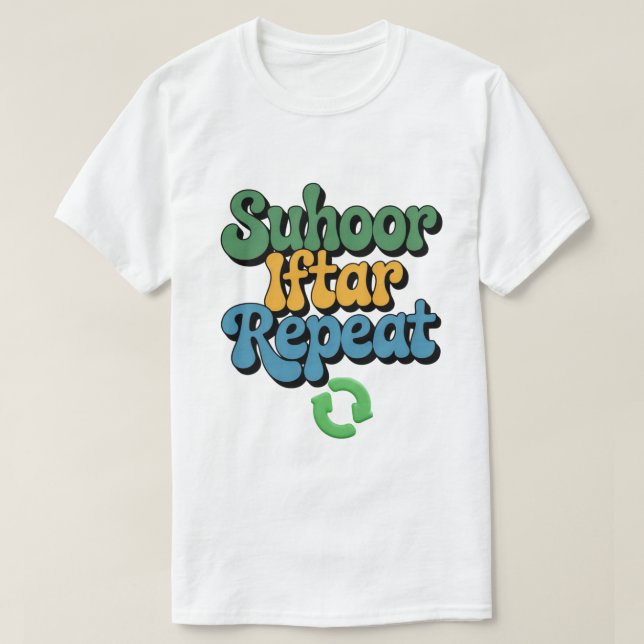 Suhoor Iftar Repeat Faux Crochet PNG Ramadan shirt (Design Front)