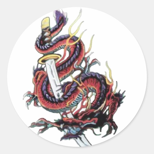 Sui Riu Japanese Dragon Katana Classic Round Sticker (Front)