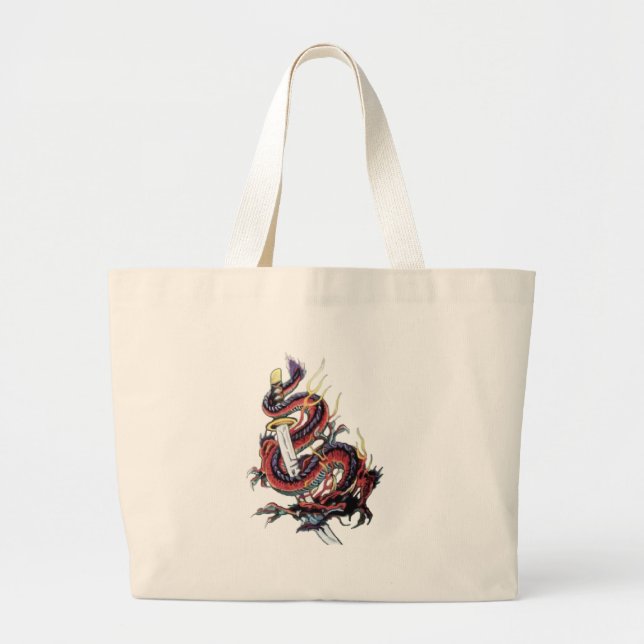 Sui Riu Japanese Dragon Katana Large Tote Bag (Front)