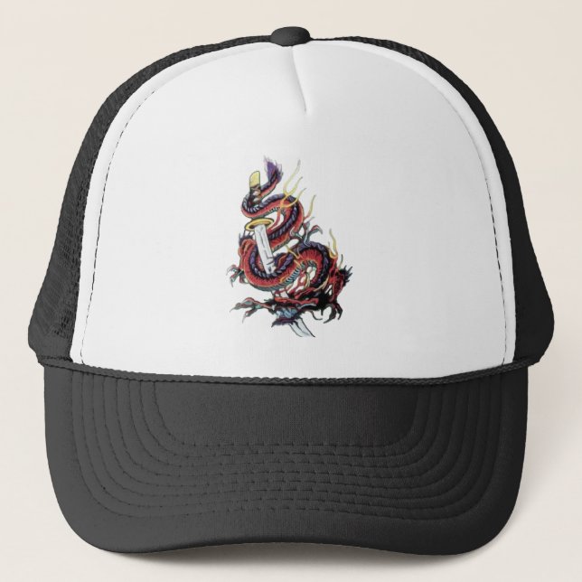 Sui Riu Japanese Dragon Katana Trucker Hat (Front)