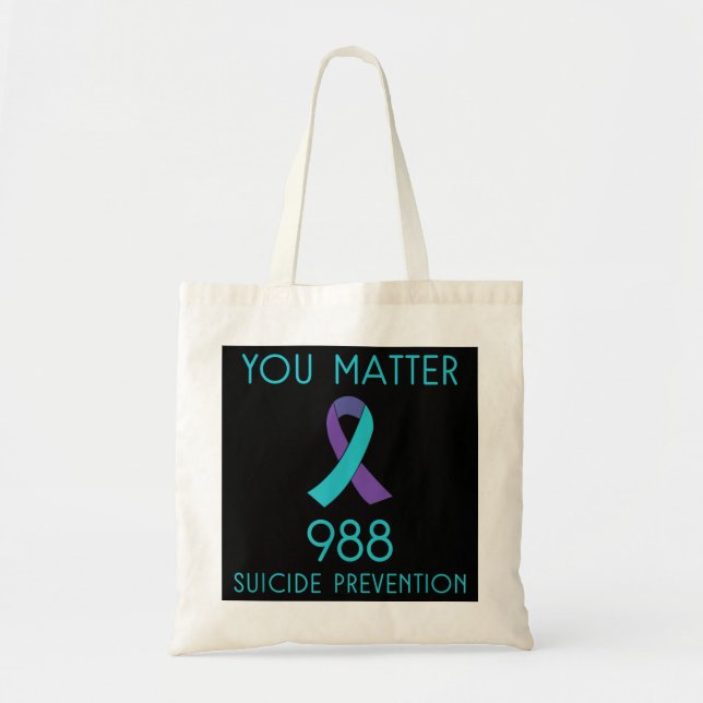 Suicide Awareness - 988 Shirt - Suicide Prevention Tote Bag (Front)