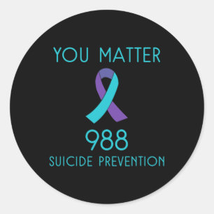 Suicide Awareness - 988 - Suicide Prevention 988 Classic Round Sticker