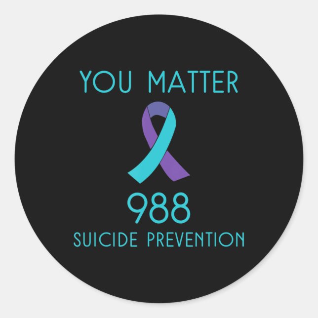 Suicide Awareness - 988  - Suicide Prevention 988  Classic Round Sticker (Front)