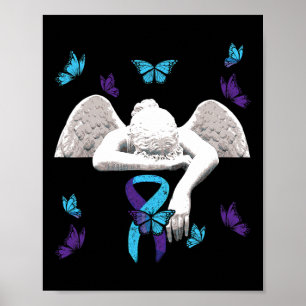 Suicide Awareness Angel Ribbon Butterflies  Poster