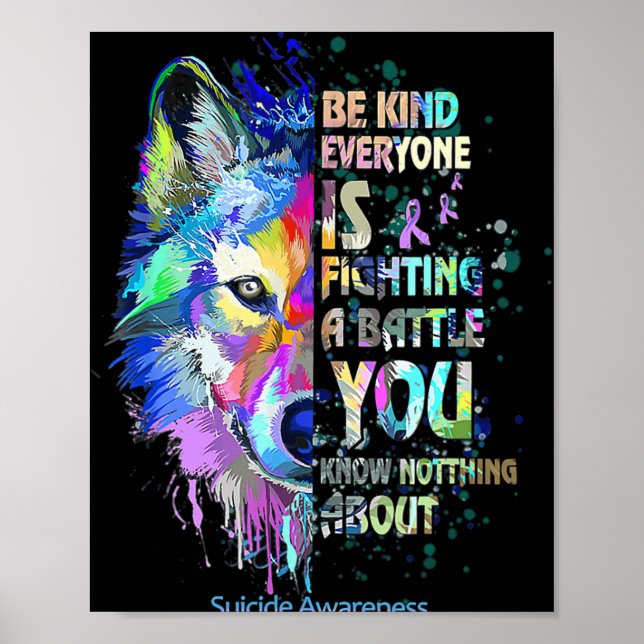 Suicide Awareness Be Kind Everyone Is Fighting A B Poster (Front)