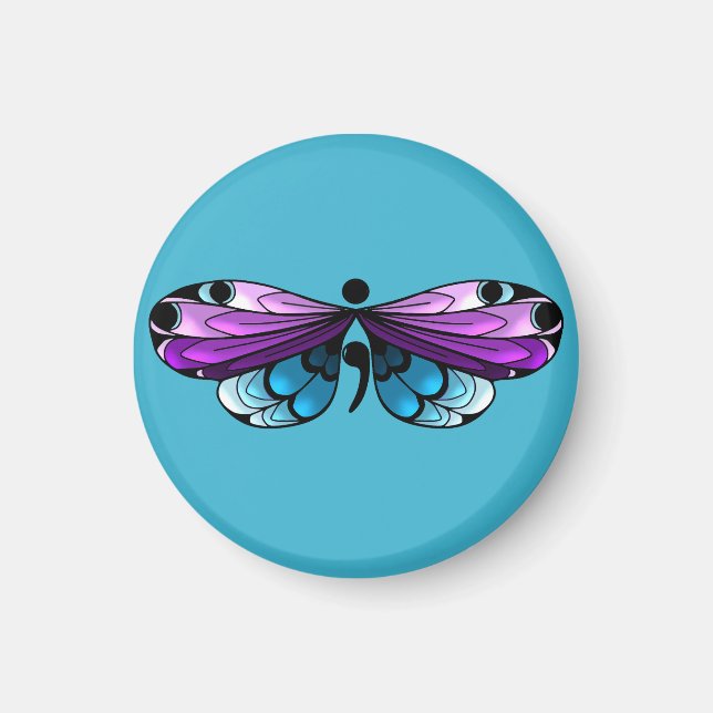 Suicide Awareness Butterfly Semi-Colon Magnet (Front)