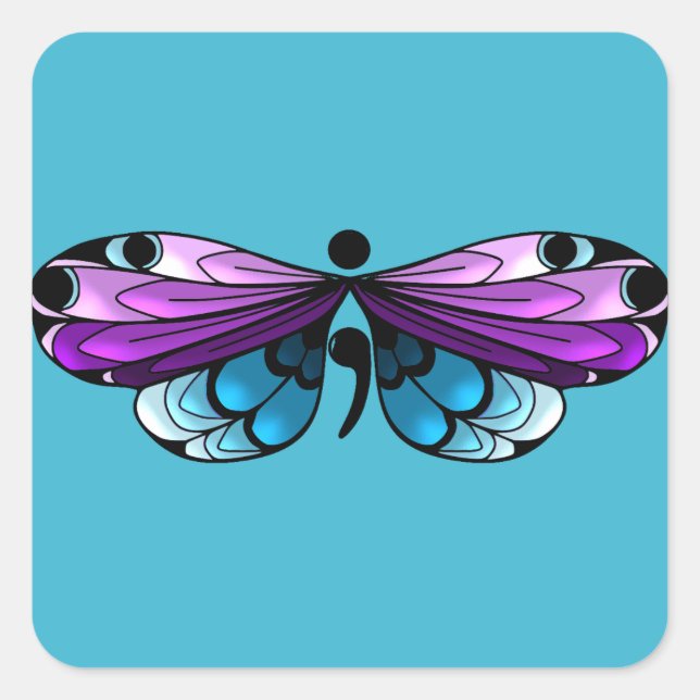 Suicide Awareness Butterfly Semi-colon Sticker (Front)
