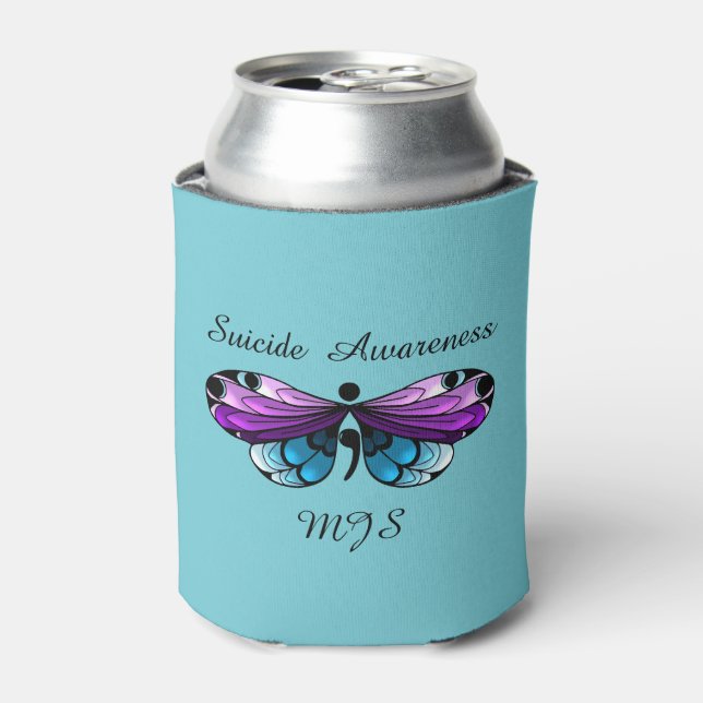 Suicide Awareness Butterfly Semicolon Can Cooler (Can Front)