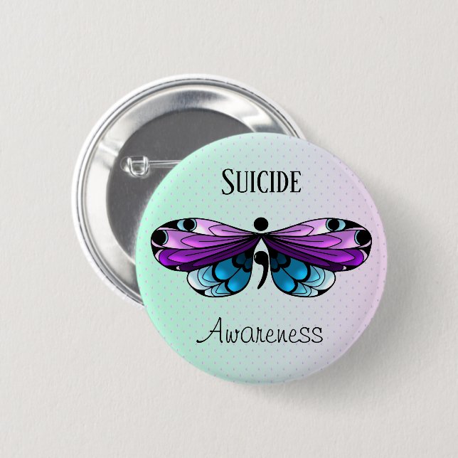 Suicide Awareness Butterfly Semicolon Pin (Front & Back)