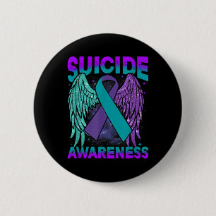 Suicide Awareness Clothing Wings Ribbon Suicide Pr 6 Cm Round Badge