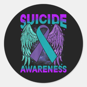 Suicide Awareness Clothing Wings Ribbon Suicide Pr Classic Round Sticker