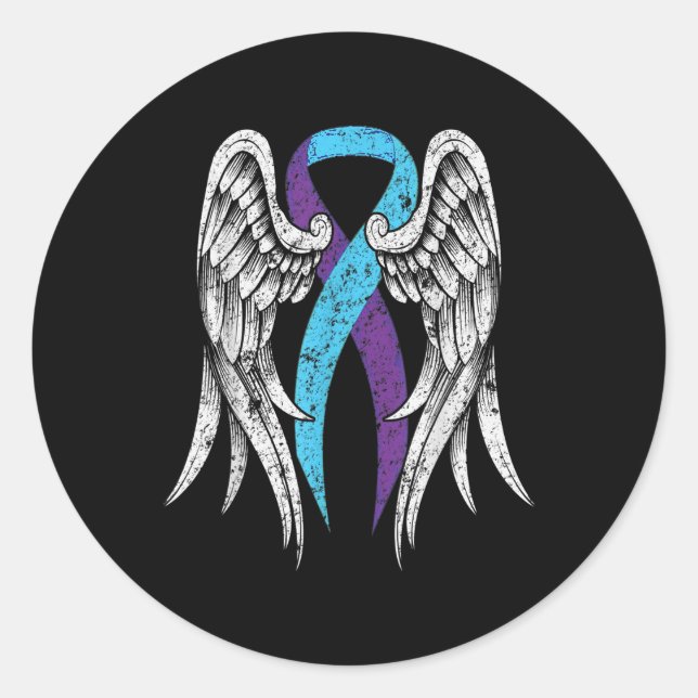 Suicide Awareness Clothing Wings Ribbon Suicide Pr Classic Round Sticker (Front)