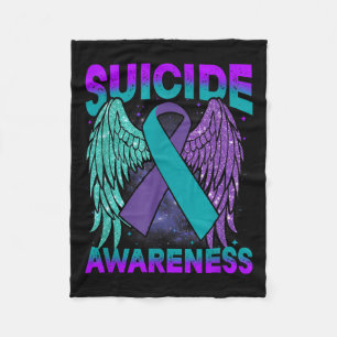 Suicide Awareness Clothing Wings Ribbon Suicide Pr Fleece Blanket
