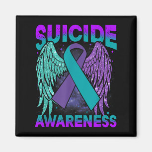Suicide Awareness Clothing Wings Ribbon Suicide Pr Magnet