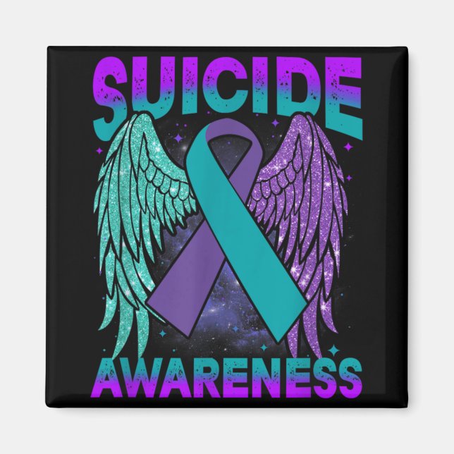 Suicide Awareness Clothing Wings Ribbon Suicide Pr Magnet (Front)